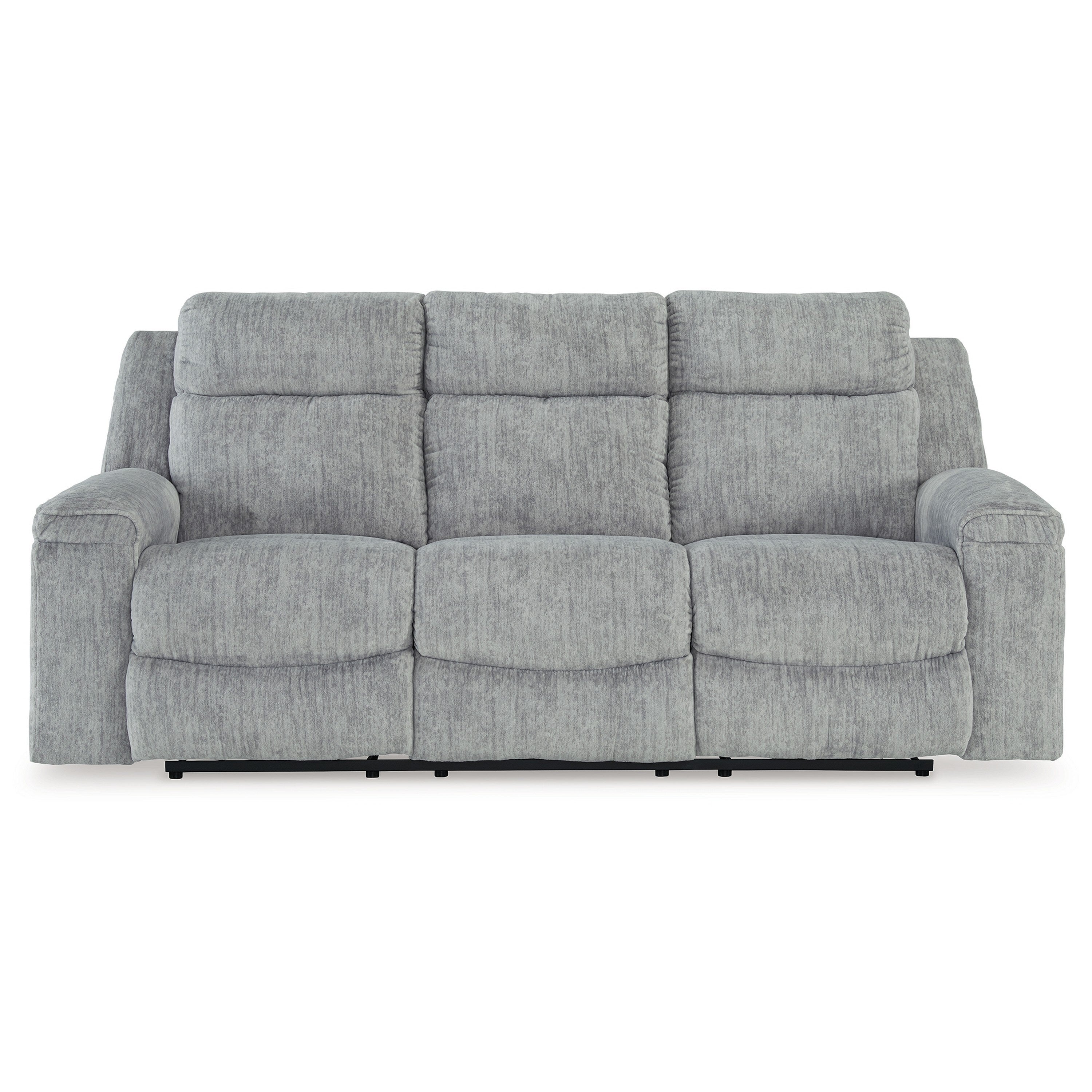 Canapé inclinable manuel Benson, polyester gris, structure en métal, 87 pouces