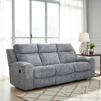 Canapé inclinable manuel Benson, polyester gris, structure en métal, 87 pouces