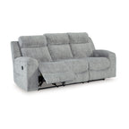 Canapé inclinable manuel Benson, polyester gris, structure en métal, 87 pouces