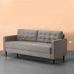 Canapé Benton, coussins capitonnés, montage facile et sans outils, gris pierre