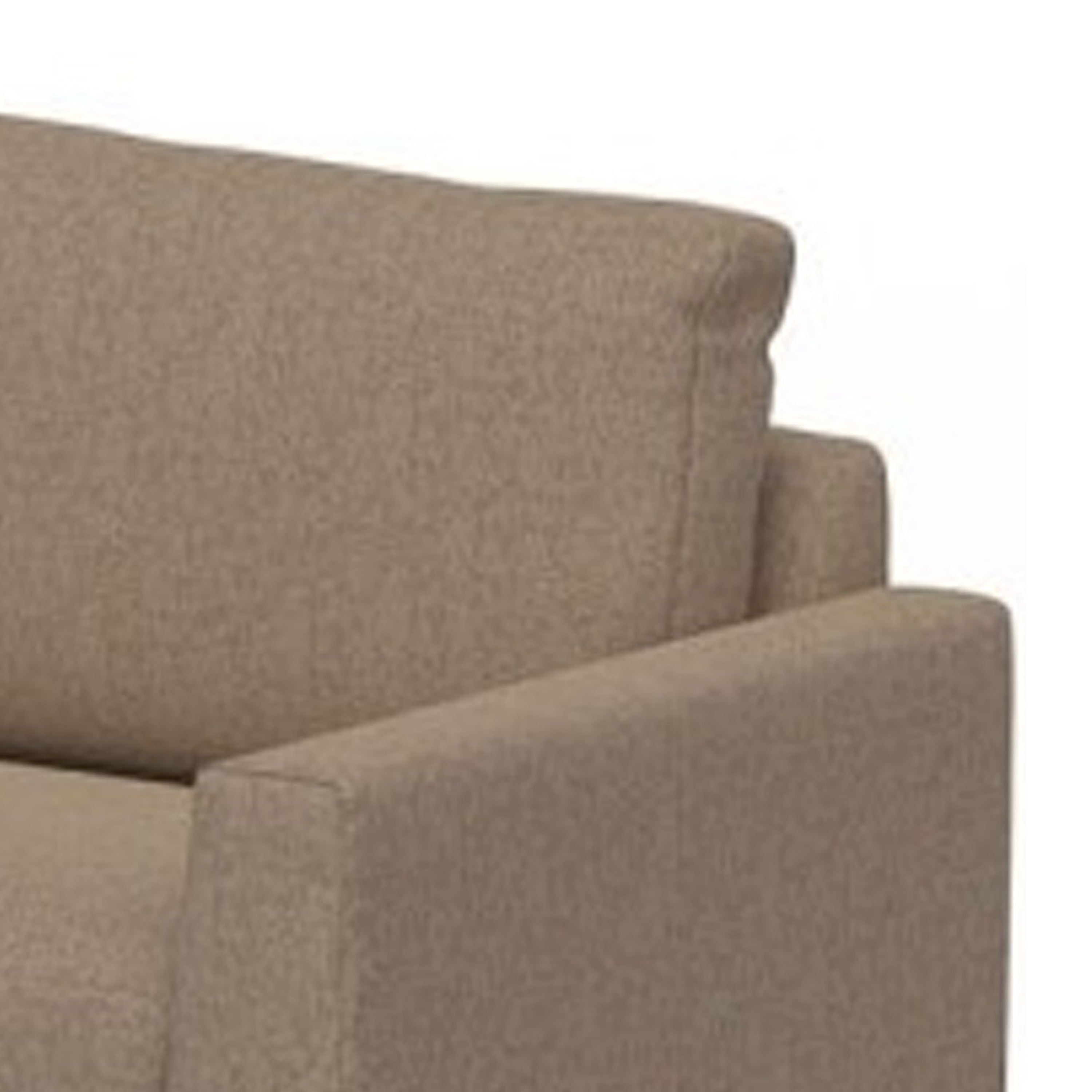 Canapé Bery, piètement moderne en pin massif, polyester doux marron camel