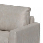 Canapé Bery, piètement moderne en pin massif, similicuir blanc ivoire doux