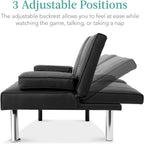 Canapé-lit convertible Best Choice en similicuir avec accoudoirs amovibles, noir