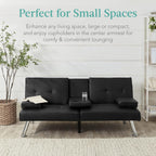 Canapé-lit convertible Best Choice en similicuir avec accoudoirs amovibles, noir
