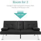 Canapé-lit convertible Best Choice en similicuir avec accoudoirs amovibles, noir