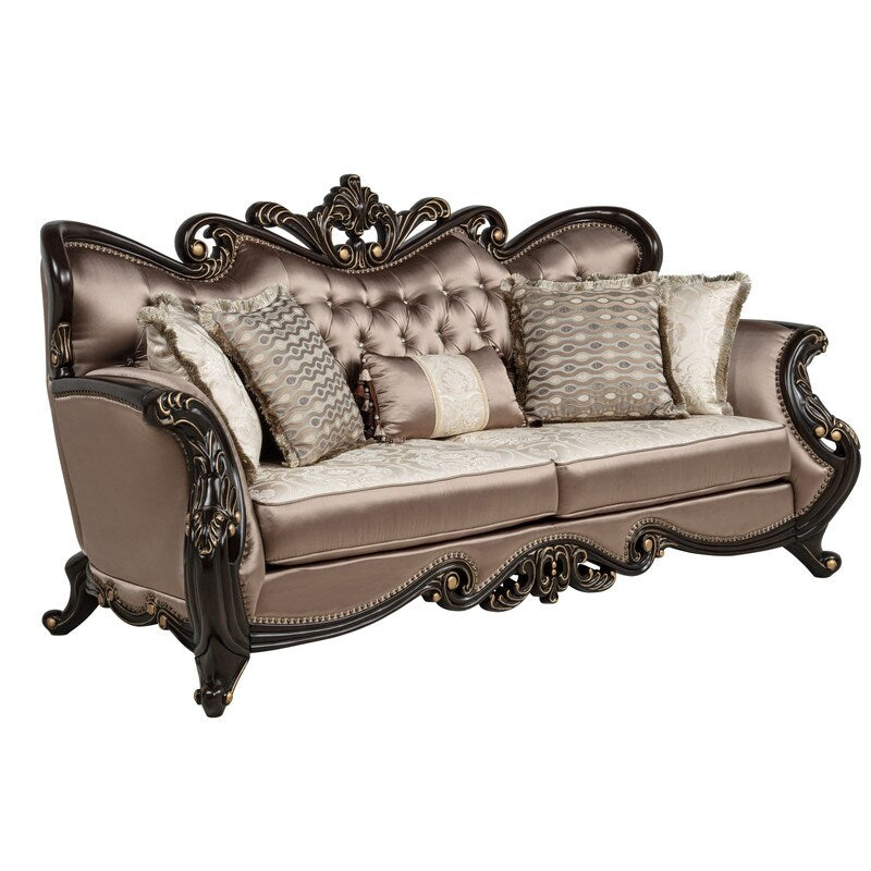 Canapé traditionnel Truvare Sandy Desert Espresso de Master Furniture avec accents dorés