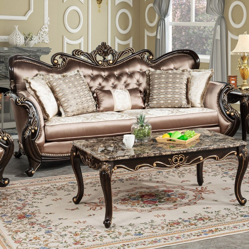 Canapé traditionnel Truvare Sandy Desert Espresso de Master Furniture avec accents dorés