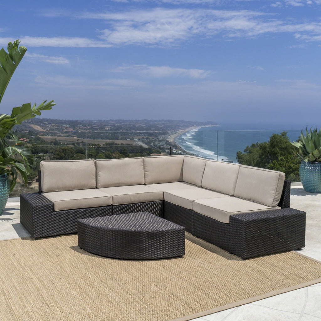 Ensemble de canapés d'extérieur en osier Best Sail Bridge 6 pièces par Havenside Home