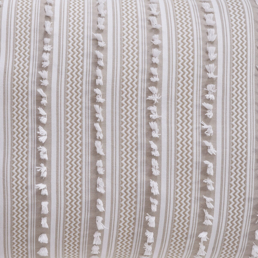 Parure de couette Angelique Better Trends 100 % coton touffeté doux en peluche chenille élégante à rayures lavable en machine et sèche-linge