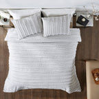 Parure de couette Angelique Better Trends 100 % coton touffeté doux en peluche chenille élégante à rayures lavable en machine et sèche-linge