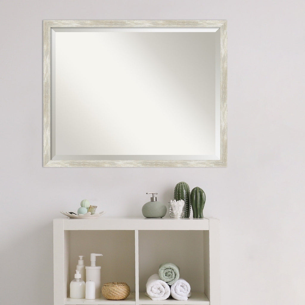 Miroir mural biseauté pour salle de bain - Cadre métallique craquelé