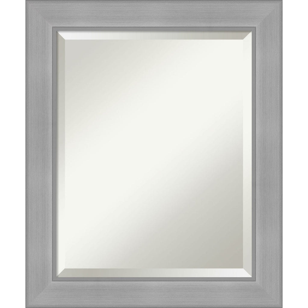 Miroir mural biseauté pour salle de bain - Cadre en nickel brossé Vista