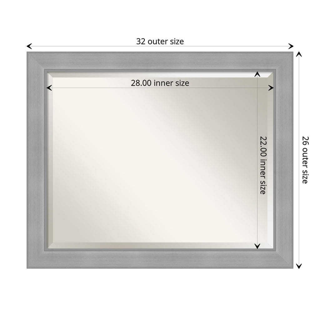 Miroir mural biseauté pour salle de bain - Cadre en nickel brossé Vista