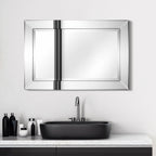 Miroir mural rectangulaire biseauté transparent HD pour salle de bain, coiffeuse et chambre à coucher, 3 tailles