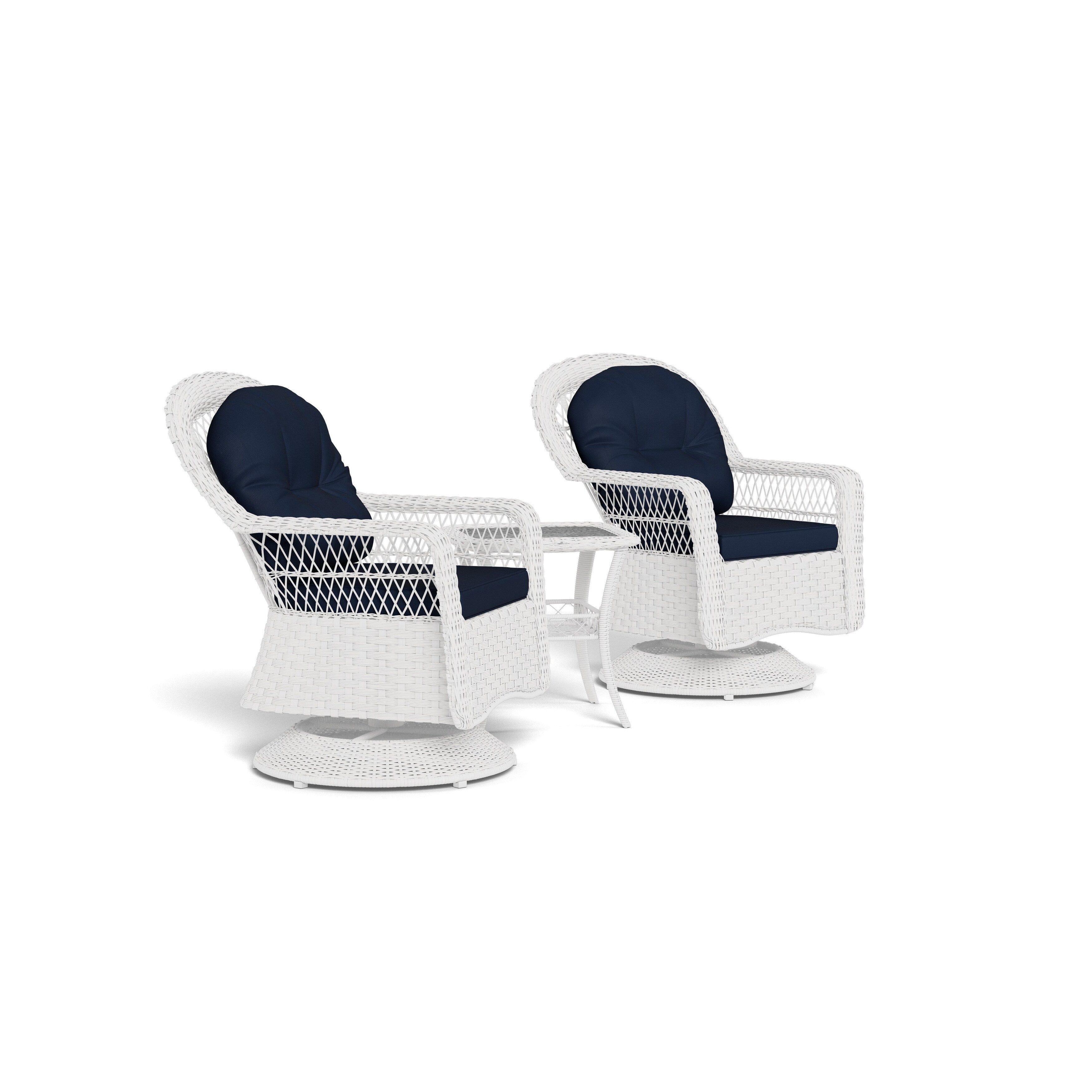 Ensemble de patio pivotant et planeur en osier Biloxi Outdoor White (3 pièces)