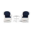 Ensemble de patio pivotant et planeur en osier Biloxi Outdoor White (3 pièces)