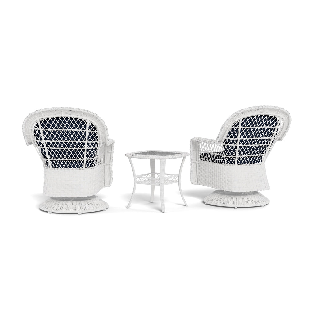 Ensemble de patio pivotant et planeur en osier Biloxi Outdoor White (3 pièces)
