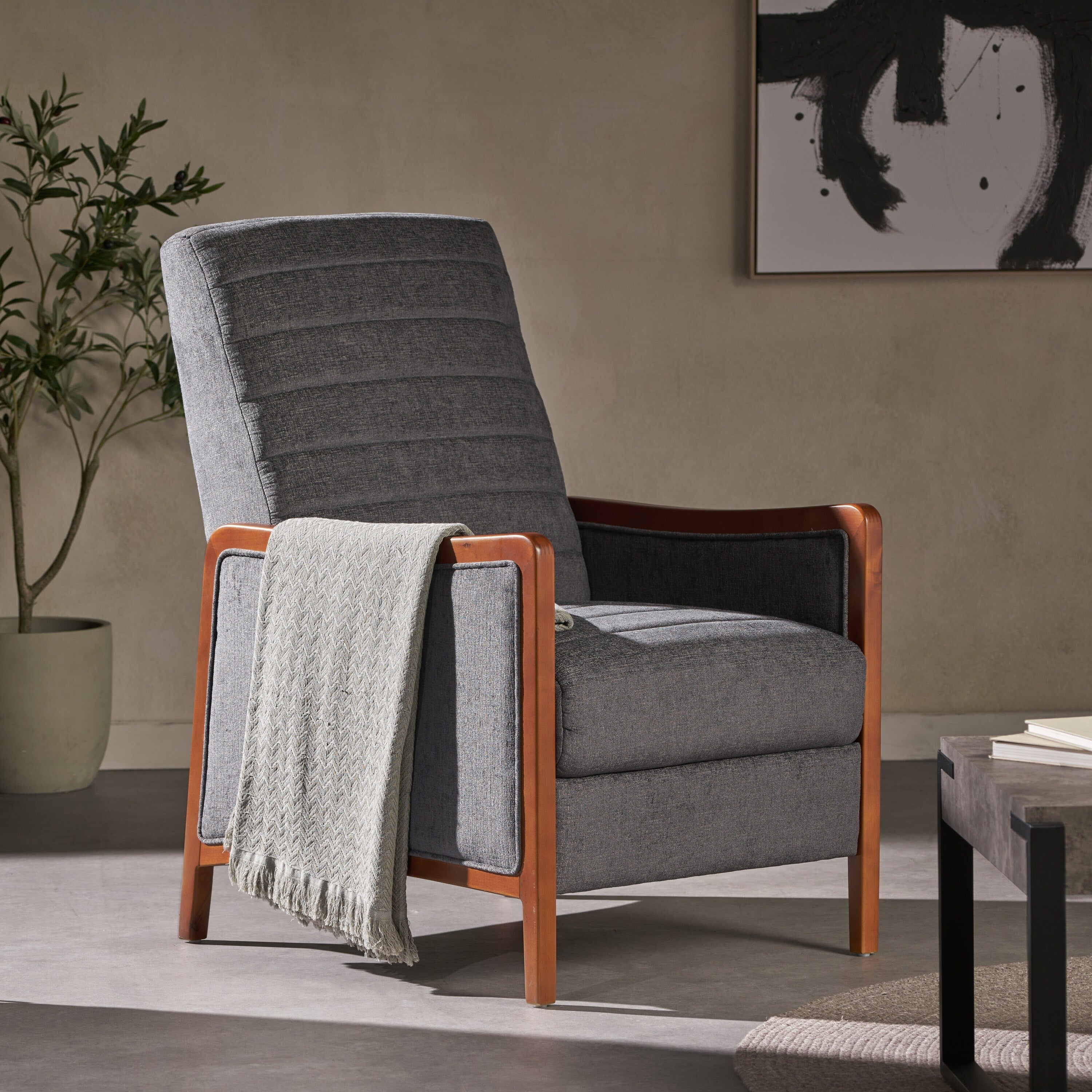 Fauteuil inclinable à dossier relevable en bois de bouleau avec coutures en canal