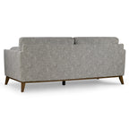 Canapé Birre en tissu chenille tweed noir et ivoire avec pieds en noyer