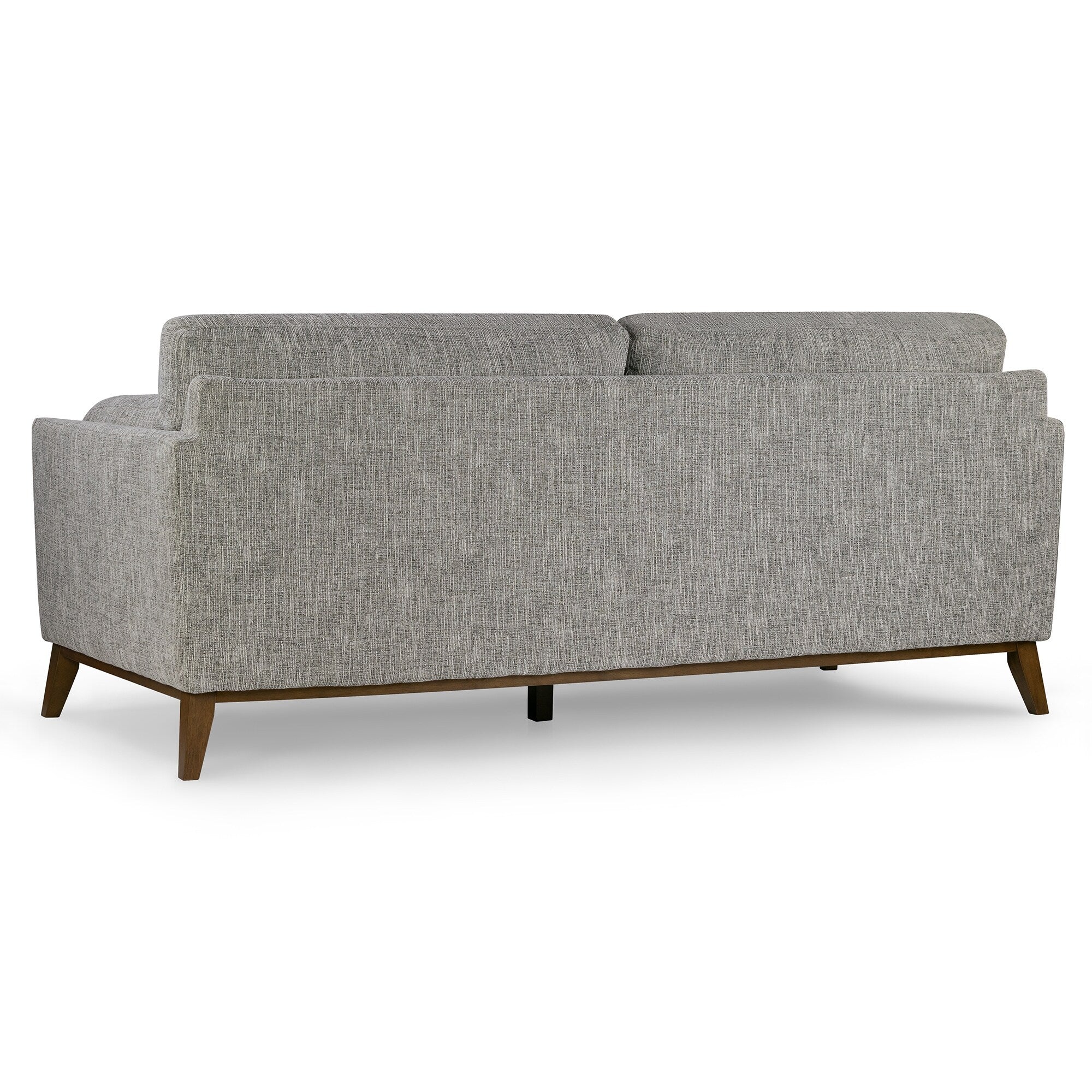 Canapé Birre en tissu chenille tweed noir et ivoire avec pieds en noyer