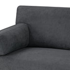 Canapé Birre en tissu micro-bouclé gris foncé avec pieds en bois de noyer