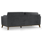Canapé Birre en tissu micro-bouclé gris foncé avec pieds en bois de noyer