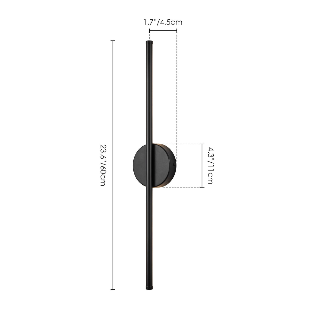 Applique murale linéaire moderne à 1 ampoule, noire/dorée/nickel, à LED, à intensité variable, pour salle de bain
