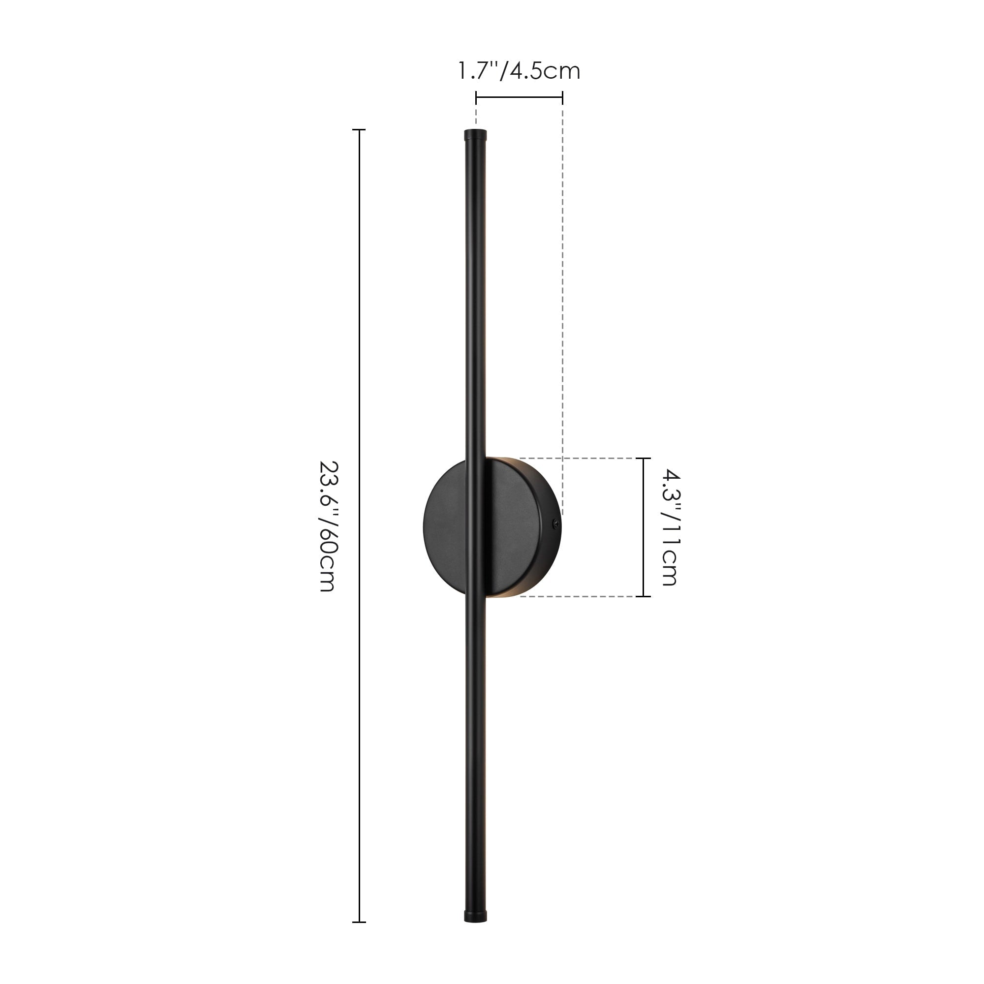 Applique murale linéaire moderne à 1 ampoule, noire/dorée/nickel, à LED, à intensité variable, pour salle de bain