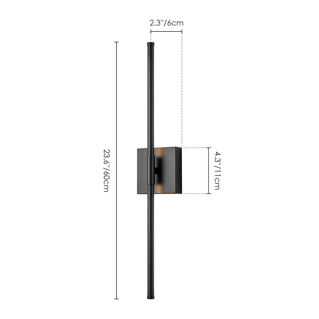 Applique murale linéaire moderne à 1 ampoule, noire/dorée/nickel, à LED, à intensité variable, pour salle de bain