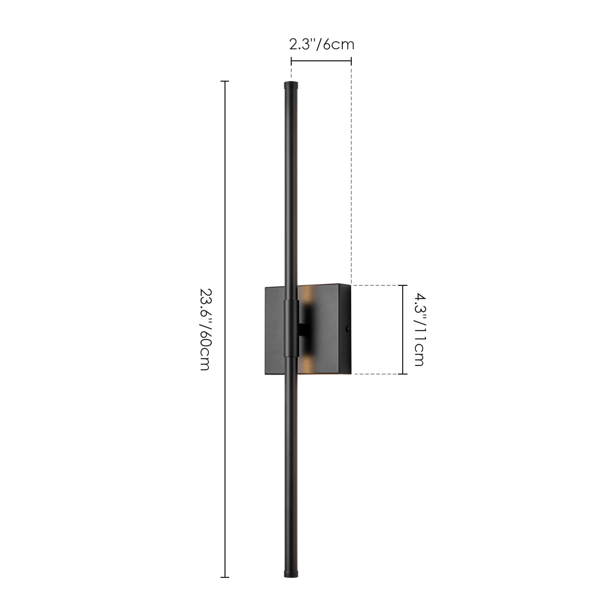 Applique murale linéaire moderne à 1 ampoule, noire/dorée/nickel, à LED, à intensité variable, pour salle de bain