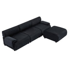 Grand canapé modulaire 3 places noir 105 avec pouf amovible et assise profonde