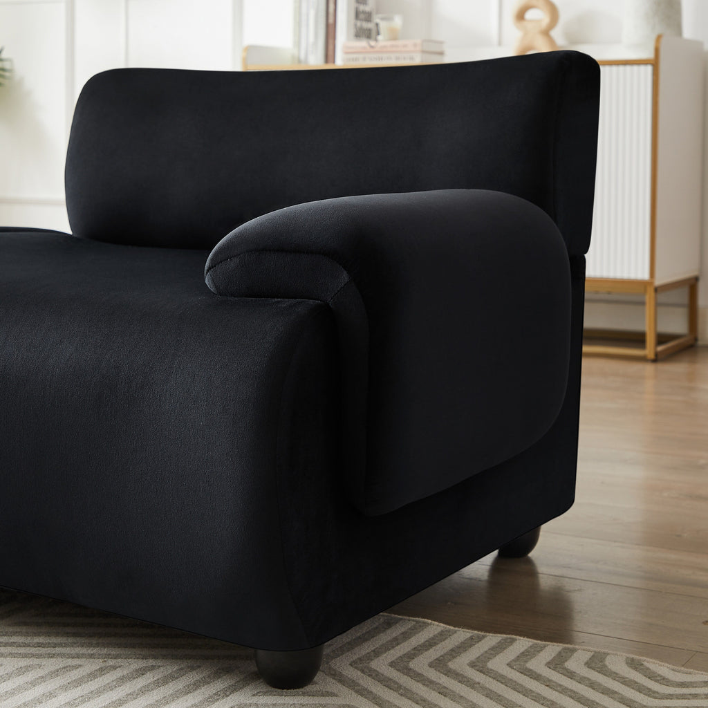 Grand canapé modulaire 3 places noir 105 avec pouf amovible et assise profonde
