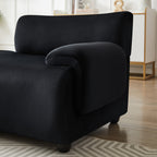Grand canapé modulaire 3 places noir 105 avec pouf amovible et assise profonde