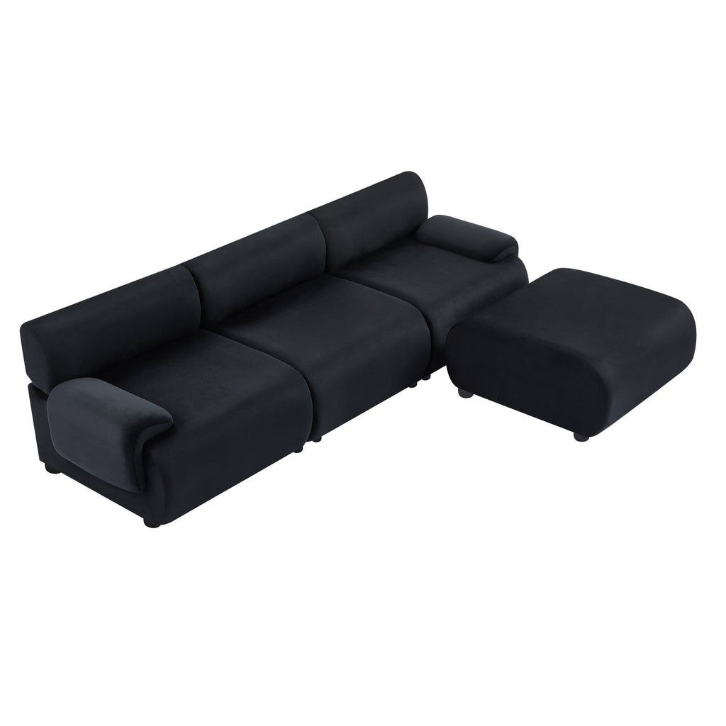 Canapé convertible noir en L de 105 po avec pouf amovible