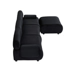 Canapé sectionnel convertible en tissu noir de 105 po en forme de L avec pouf amovible et assise profonde