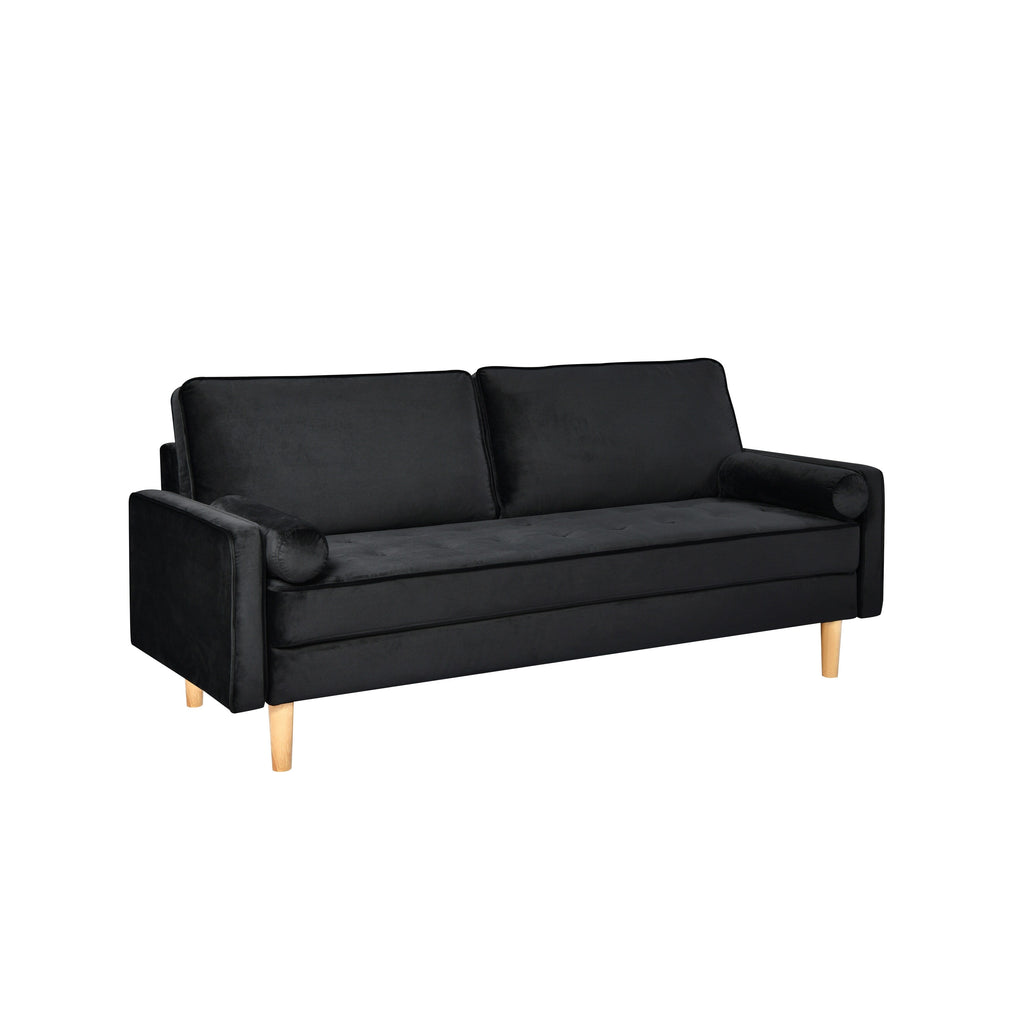 Canapé 3 places noir avec coussin en coton