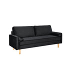 Canapé 3 places noir avec coussin en coton