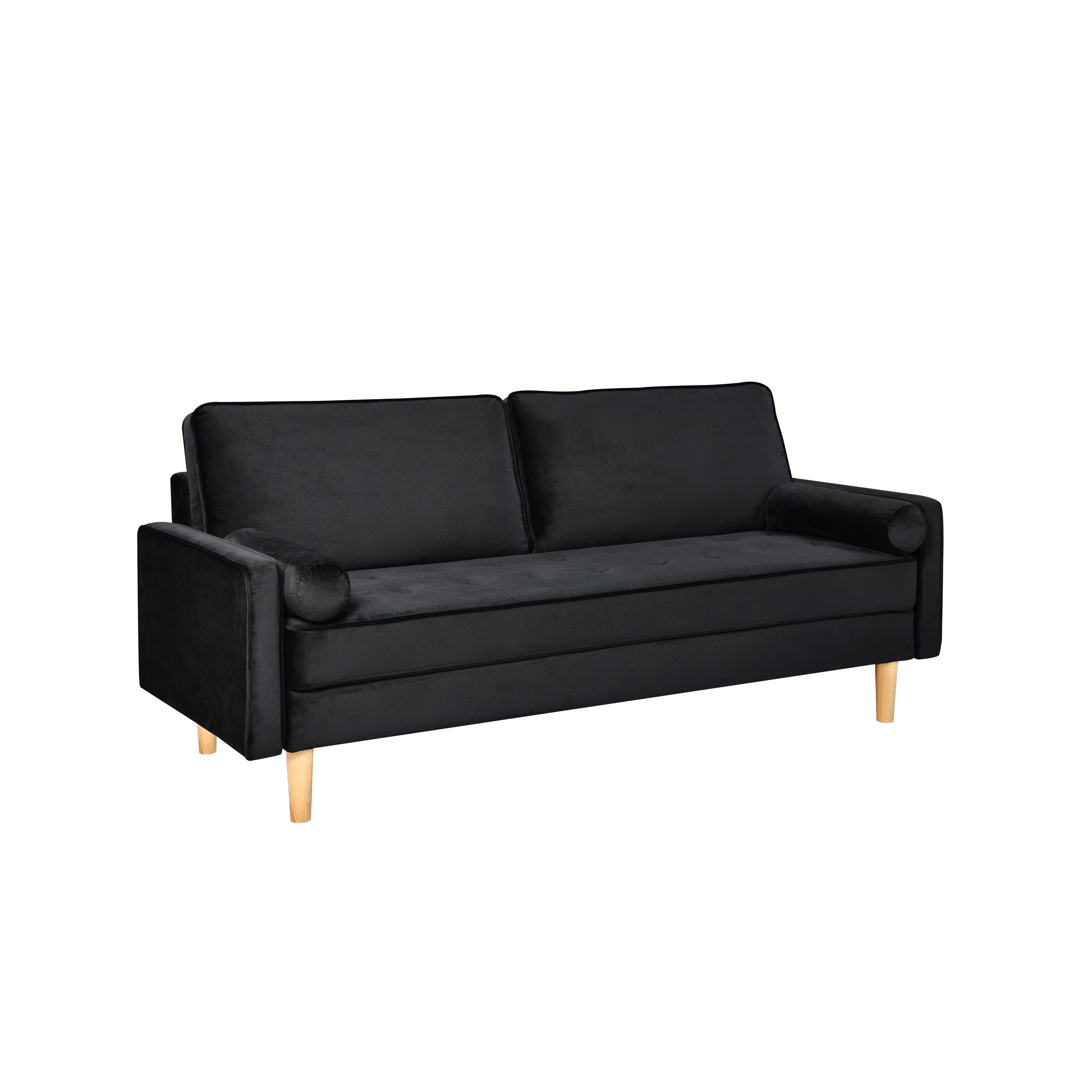 Canapé 3 places noir avec coussin en coton