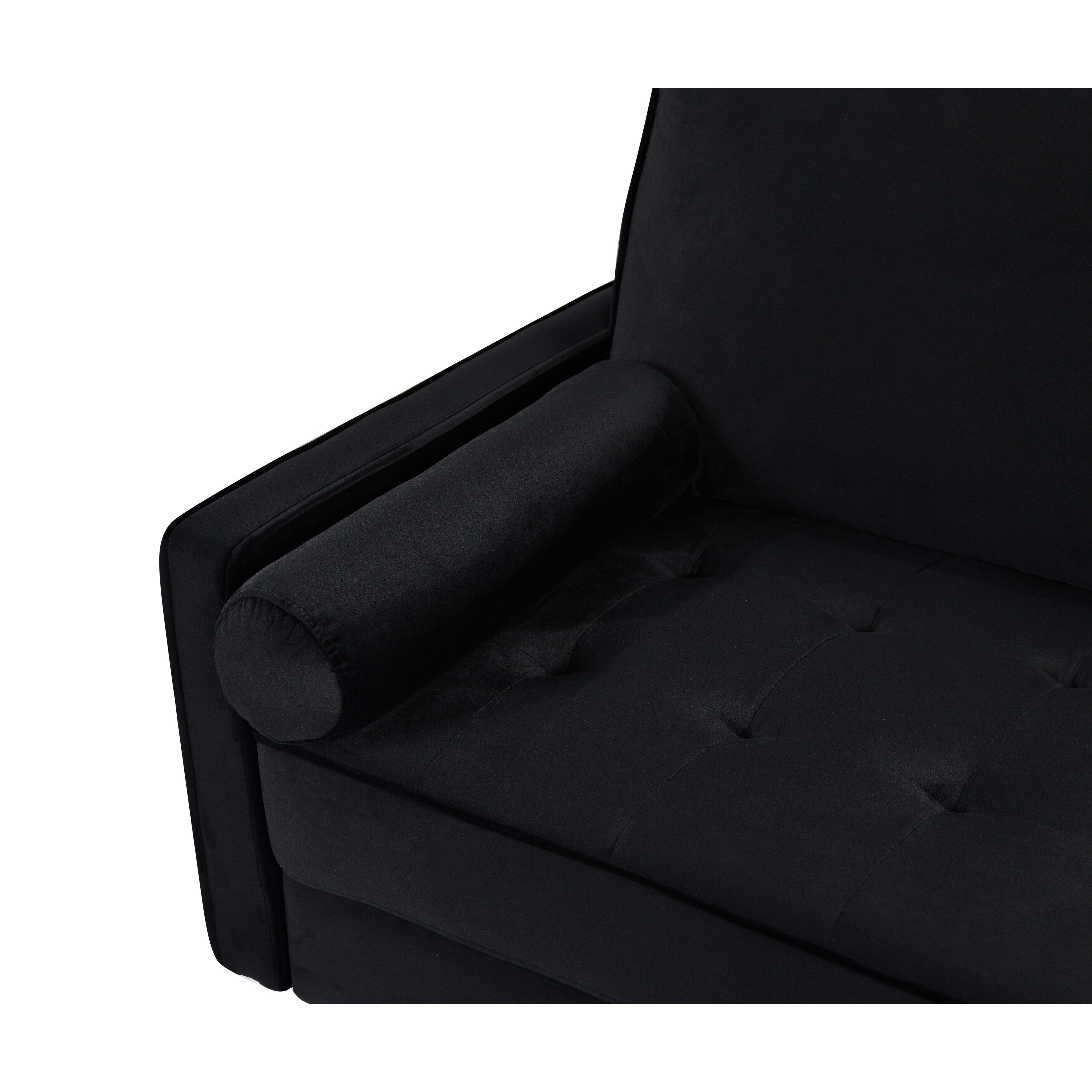 Canapé 3 places noir avec coussin en coton