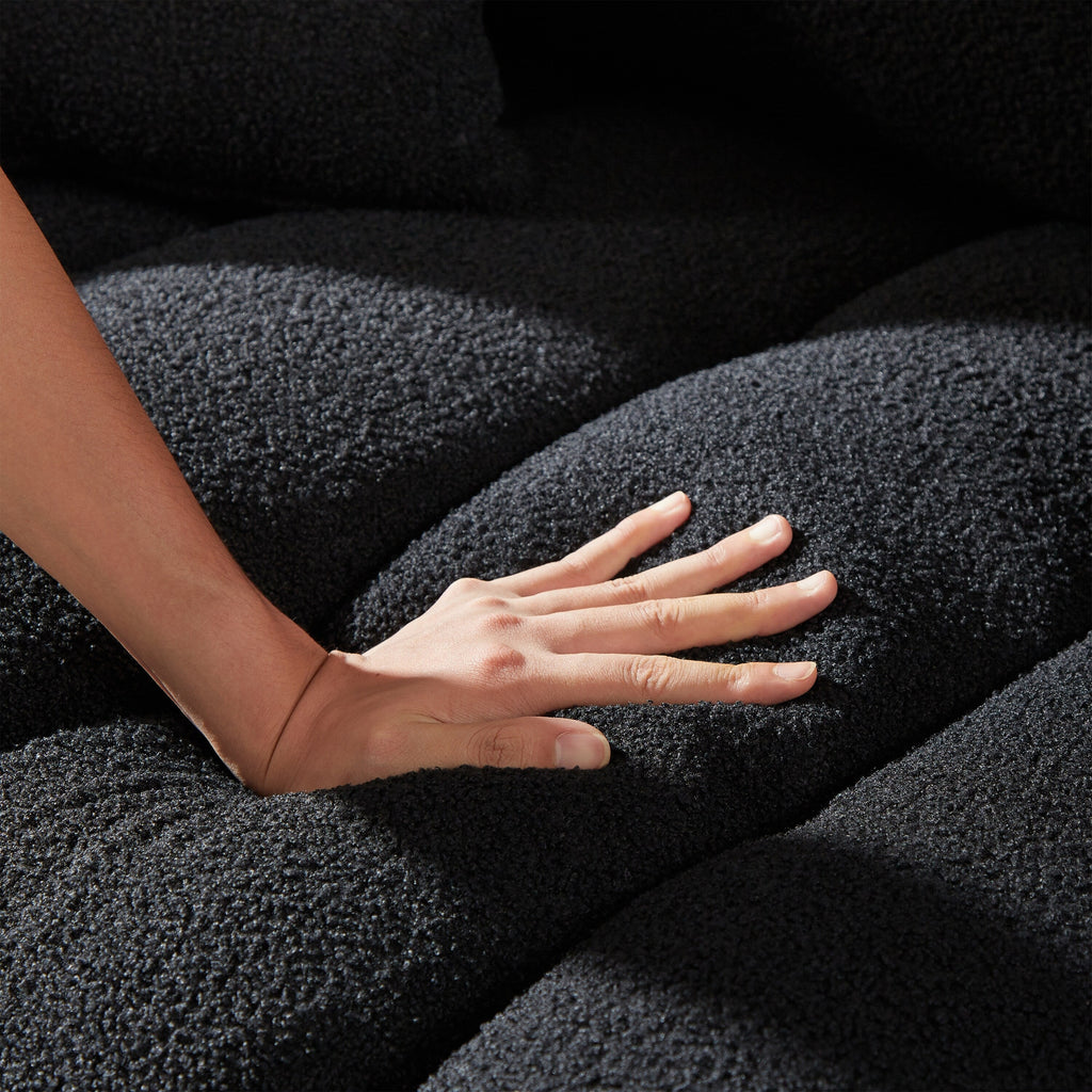 Canapé 1 place en tissu noir de 39,7 pouces avec rembourrage en mousse souple