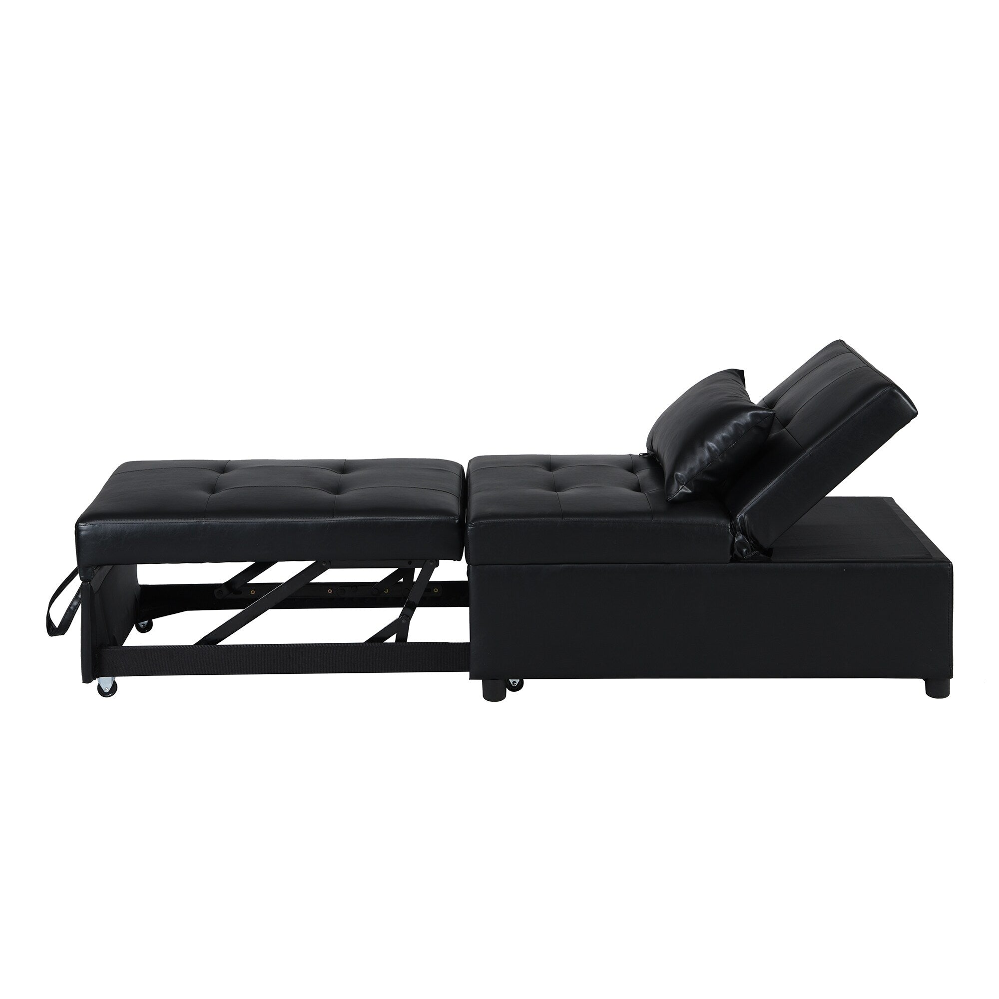 Canapé-lit ottoman simple pliable noir 39,8 avec dossier réglable et oreillers pour salon