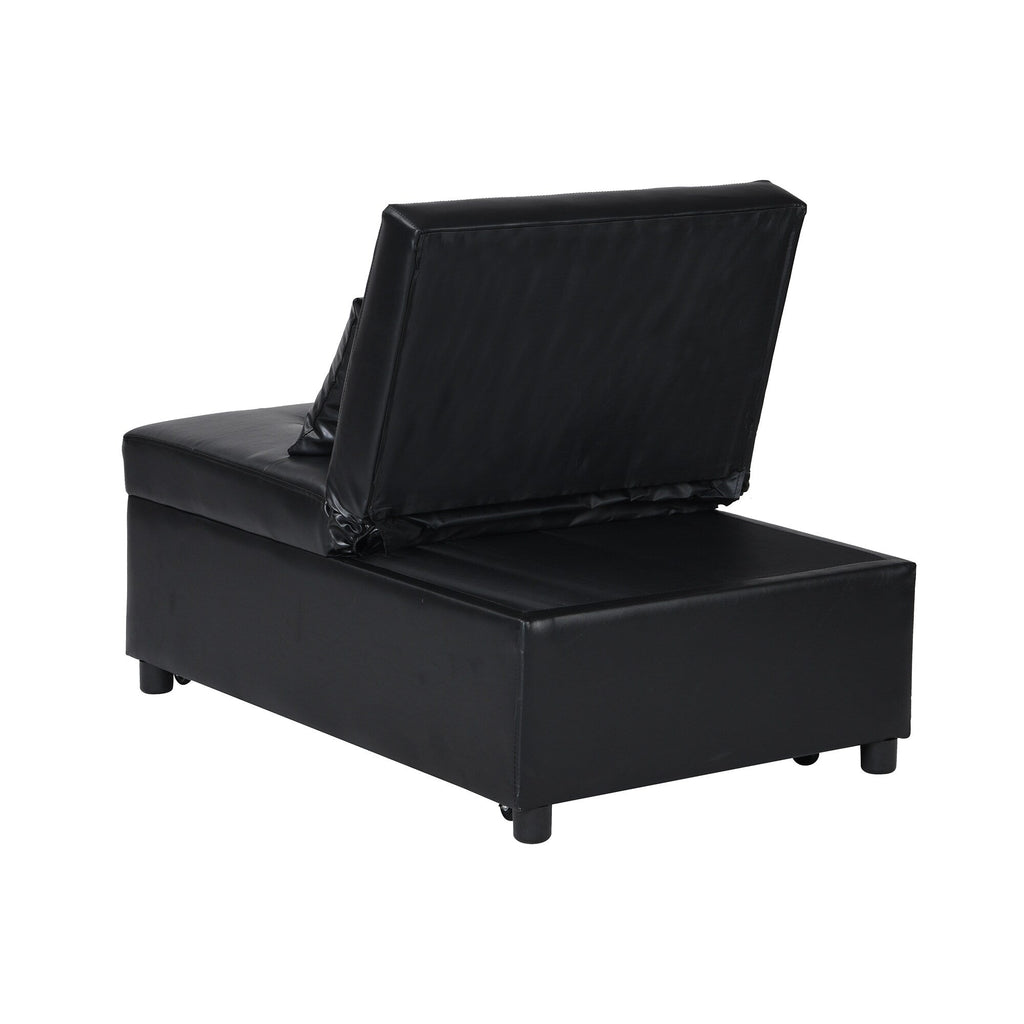 Canapé-lit ottoman simple pliable noir 39,8 avec dossier réglable et oreillers pour salon