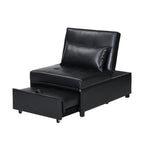 Canapé-lit ottoman simple pliable noir 39,8 avec dossier réglable et oreillers pour salon