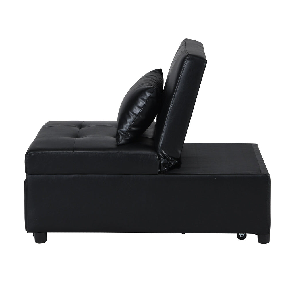 Canapé-lit ottoman simple pliable noir 39,8 avec dossier réglable et oreillers pour salon