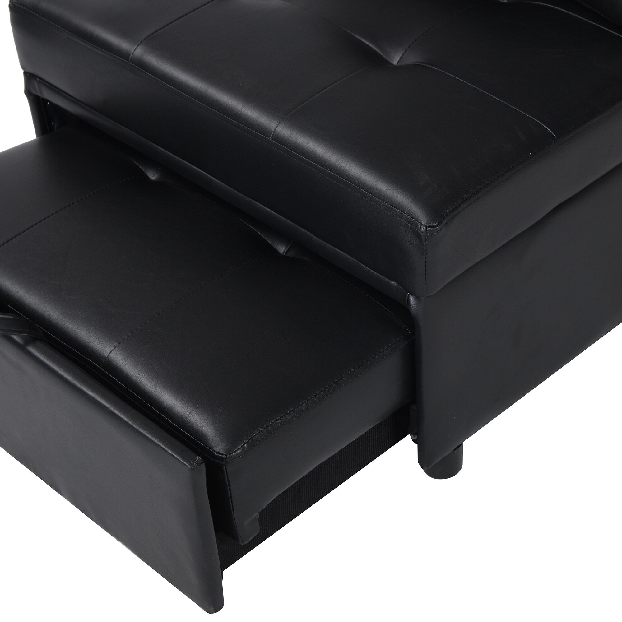Canapé-lit ottoman simple pliable noir 39,8 avec dossier réglable et oreillers pour salon