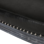 Canapé causeuse en similicuir noir 49,5" avec pieds tournés et clous décoratifs pour le salon