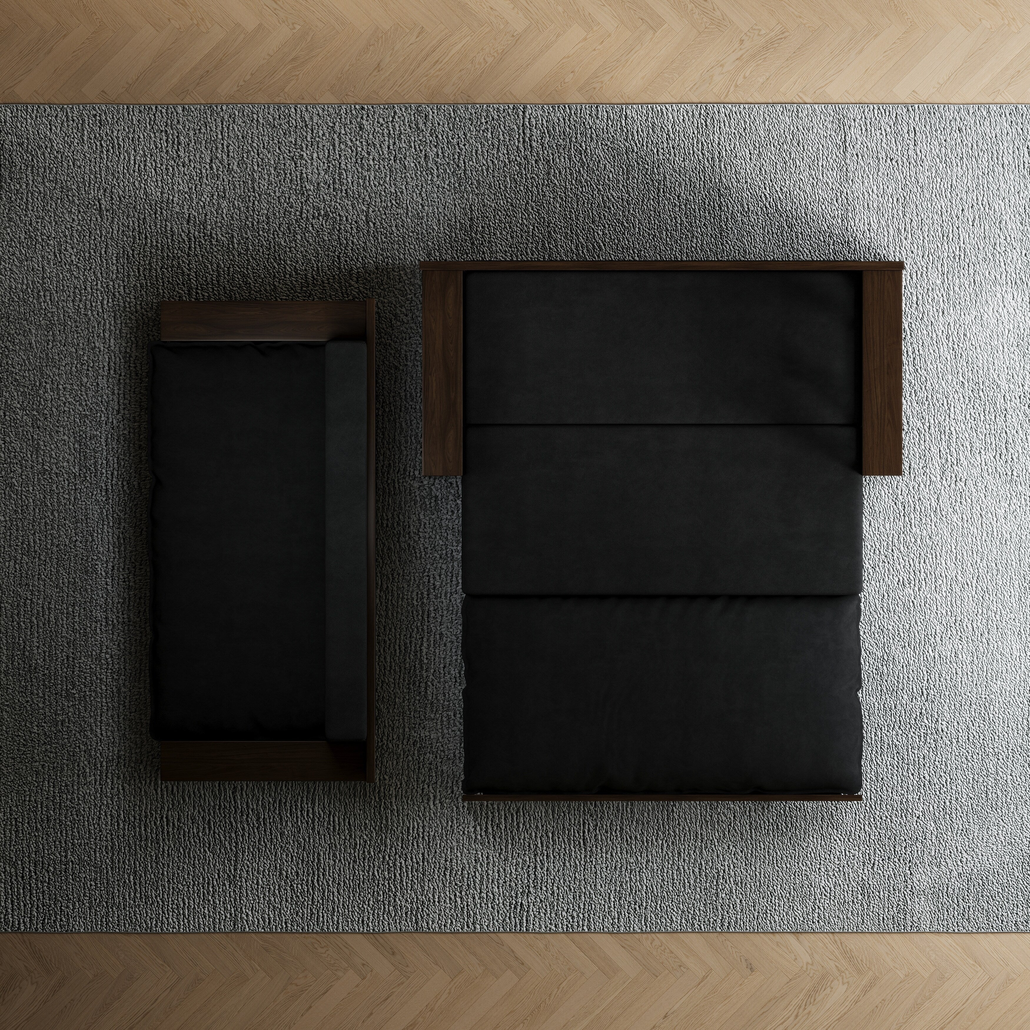 Canapé-lit convertible 3-en-1 noir 52,4 pouces avec système hydraulique et rangement, deux coussins moelleux pour le salon