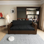 Canapé-lit convertible 3-en-1 noir 52,4 pouces avec système hydraulique et rangement, deux coussins moelleux pour le salon