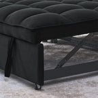 Canapé-lit gigogne 3 en 1 en velours noir 53,94 € avec deux poches latérales et dossier réglable pour le salon