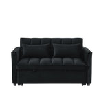 Canapé-lit gigogne 3 en 1 en velours noir 53,94 € avec deux poches latérales et dossier réglable pour le salon